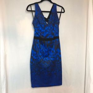 Ted Baker Royal Blue Leopard Print Bodycon Dress